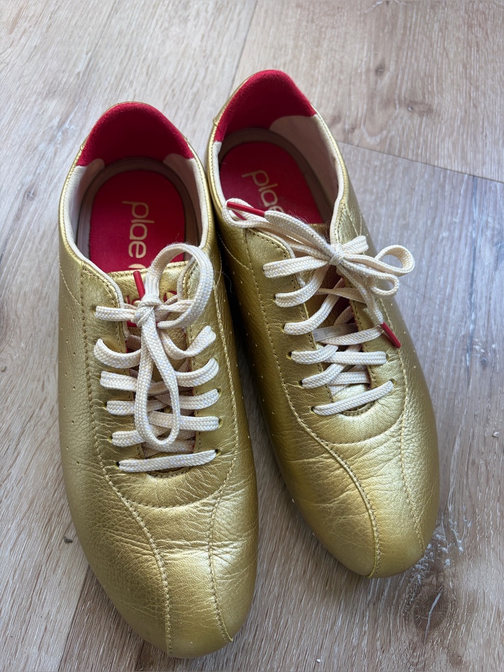 PLAE Sun Gold Metallic Leather Sneakers Sz Men 8 / Women 9.5